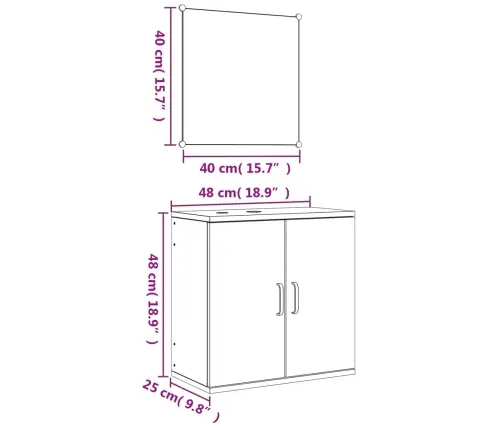 Vonios Baldų Komplektas, 2 Dalių, Juodas, Apdirbta Mediena