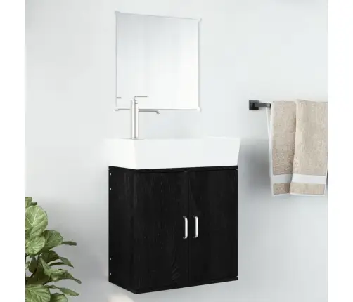 Vonios Baldų Komplektas, 2 Dalių, Juodas, Apdirbta Mediena