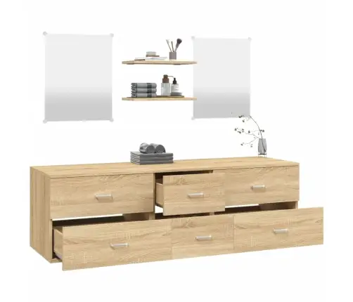 5-Daļīgs Vannasistabas Mēbeļu Komplekts, Ozolkoka Krāsa, Koks Vidaxl