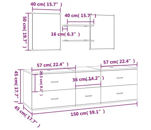 5-Daļīgs Vannasistabas Mēbeļu Komplekts, Ozolkoka Krāsa, Koks Vidaxl