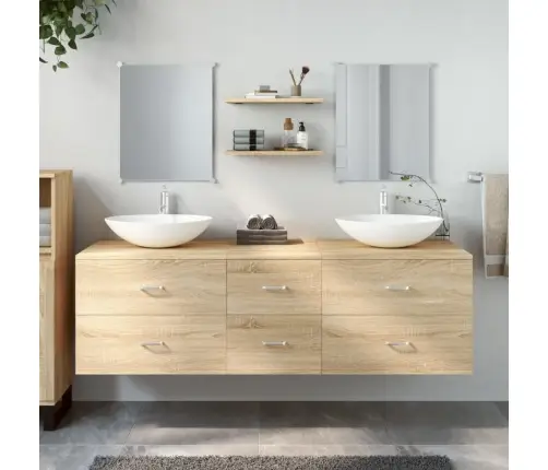 5-Daļīgs Vannasistabas Mēbeļu Komplekts, Ozolkoka Krāsa, Koks Vidaxl