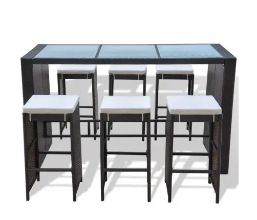 Sodo Baro Baldų Komplektas Su Pag., 7D., Rudas, Poliratanas