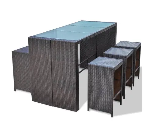 Sodo Baro Baldų Komplektas Su Pag., 7D., Rudas, Poliratanas