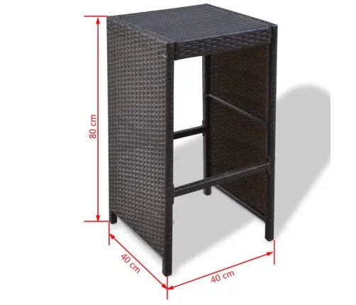 Sodo Baro Baldų Komplektas Su Pag., 7D., Rudas, Poliratanas