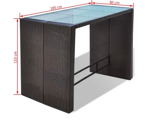 Sodo Baro Baldų Komplektas Su Pag., 7D., Rudas, Poliratanas