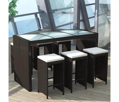 Sodo Baro Baldų Komplektas Su Pag., 7D., Rudas, Poliratanas