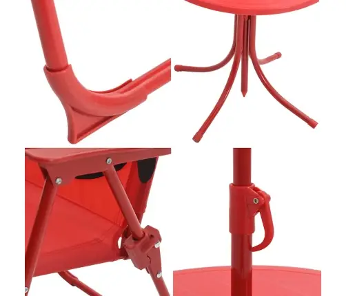3-Daļīgs Bērnu Bistro Mēbeļu Komplekts Ar Saulessargu, Sarkans Vidaxl
