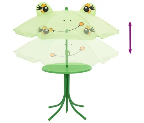 3-Daļīgs Bērnu Bistro Mēbeļu Komplekts Ar Saulessargu, Zaļš Vidaxl