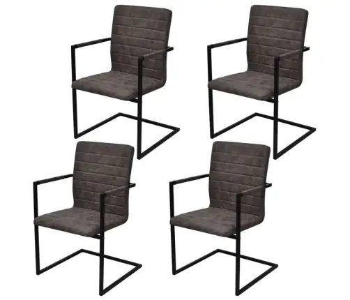 Gembinės Valgomojo Kėdės, 4 Vnt., Rudos, Dirbtinė Oda