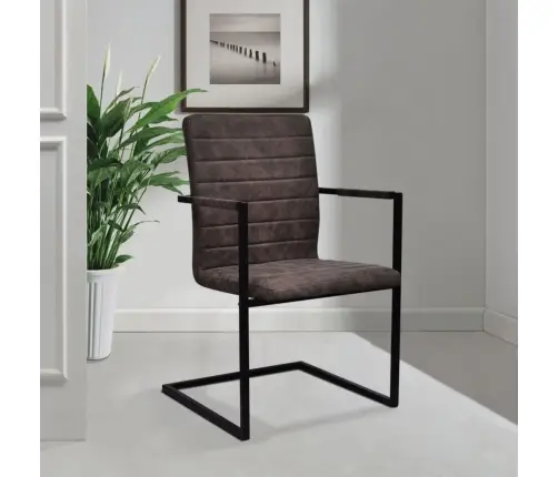 Gembinės Valgomojo Kėdės, 6 Vnt., Rudos, Dirbtinė Oda