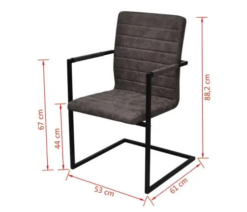 Gembinės Valgomojo Kėdės, 6 Vnt., Rudos, Dirbtinė Oda