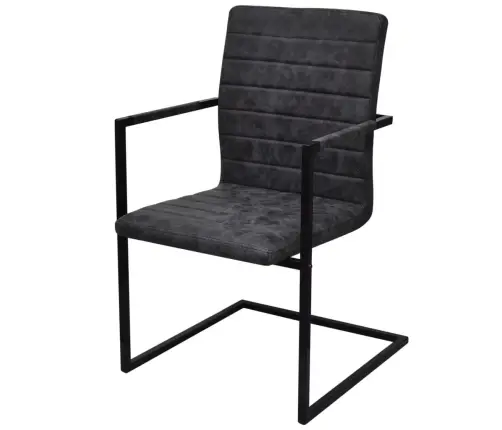 Gembinės Valgomojo Kėdės, 4 Vnt., Juodos, Dirbtinė Oda