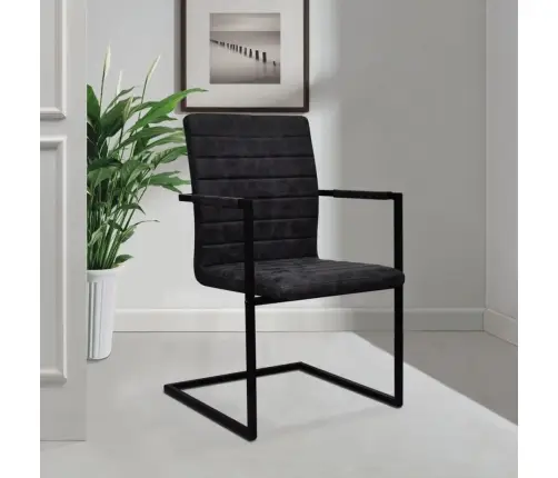 Gembinės Valgomojo Kėdės, 4 Vnt., Juodos, Dirbtinė Oda