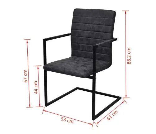 Gembinės Valgomojo Kėdės, 6Vnt., Juodos, Dirbtinė Oda