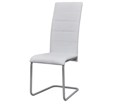 Vetruvate Jalgadega Söögitoolid 6 Tk, Valge, Kunstnahk Vetruvate Jalgadega Söögitoolid 6 Tk, Valge, Kunstnahk