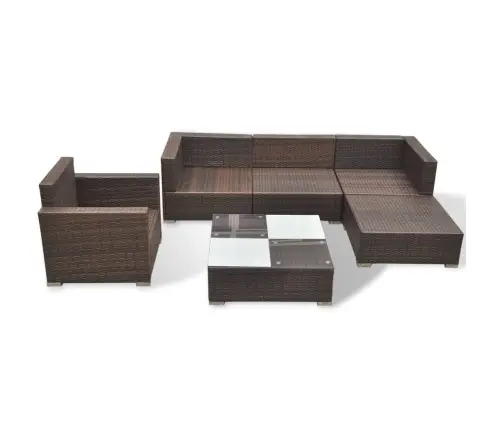 6-Daļīgs Dārza Atpūtas Mēbeļu Komplekts Ar Matračiem, Pe, Brūns Vidaxl