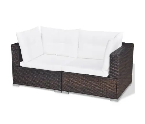 10-Daļīgs Dārza Atpūtas Mēbeļu Komplekts Ar Matračiem, Brūns Pe Vidaxl