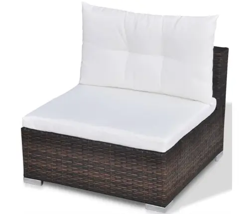 10-Daļīgs Dārza Atpūtas Mēbeļu Komplekts Ar Matračiem, Brūns Pe Vidaxl