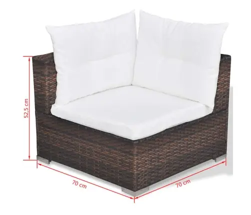 10-Daļīgs Dārza Atpūtas Mēbeļu Komplekts Ar Matračiem, Brūns Pe Vidaxl