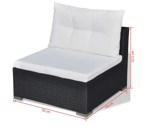 10-Daļīgs Dārza Atpūtas Mēbeļu Komplekts Ar Matračiem, Melns Pe Vidaxl