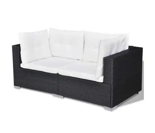 10-Daļīgs Dārza Atpūtas Mēbeļu Komplekts Ar Matračiem, Melns Pe Vidaxl