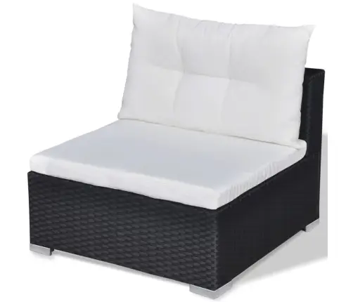 10-Daļīgs Dārza Atpūtas Mēbeļu Komplekts Ar Matračiem, Melns Pe Vidaxl