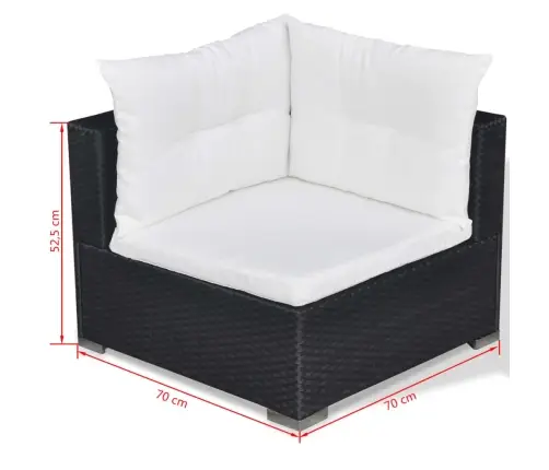 10-Daļīgs Dārza Atpūtas Mēbeļu Komplekts Ar Matračiem, Melns Pe Vidaxl