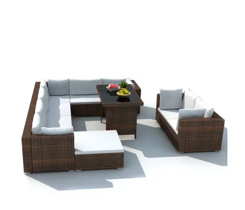 Sodo Poilsio Baldų Komplektas Su Pag., 10D., Rud. Sp., Polir.