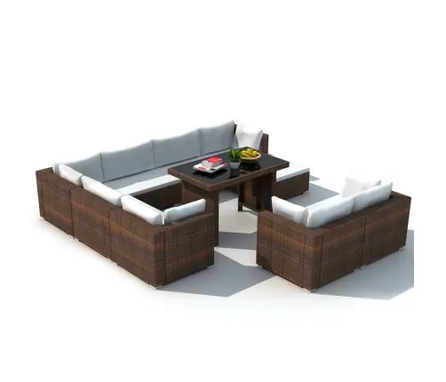 Sodo Poilsio Baldų Komplektas Su Pag., 10D., Rud. Sp., Polir.