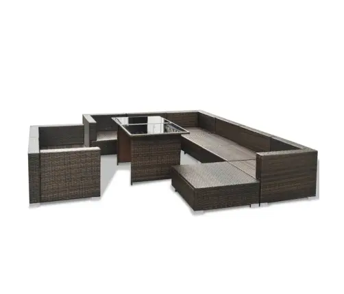 Sodo Poilsio Baldų Komplektas Su Pag., 10D., Rud. Sp., Polir.