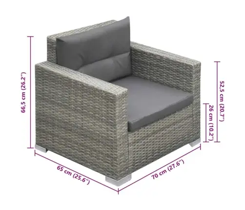 6-Daļīgs Dārza Atpūtas Mēbeļu Komplekts Ar Matračiem, Pelēks Pe Vidaxl