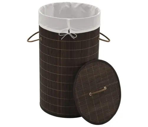 Bambusest Ümmargune Pesukorv, Tumepruun