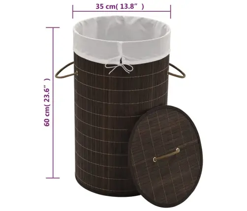 Bambusest Ümmargune Pesukorv, Tumepruun