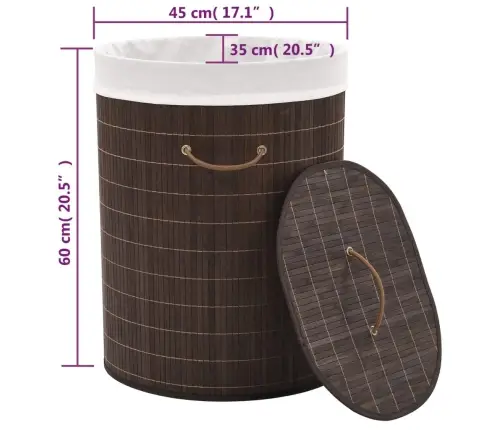 Veļas Grozs, Ovāla Forma, Tumši Brūns Bambuss Vidaxl