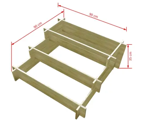 Puķu Kaste, Trīsdaļīga, 90X90X35 Cm, Impregnēts Koks Vidaxl