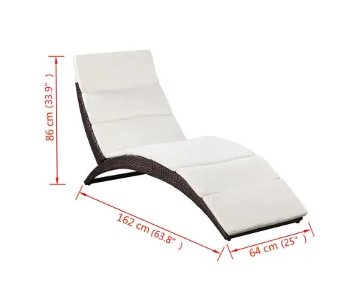 Saliekams Sauļošanās Zvilnis Ar Matraci, Brūna Pe Rotangpalma Vidaxl