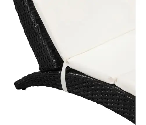 Sulankstomas Saulės Gultas Su Čiužiniu, Poliratanas, Juodas Sulankstomas Saulės Gultas Su Čiužiniu, Poliratanas, Juodas
