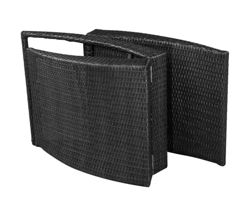 Sulankstomas Saulės Gultas Su Čiužiniu, Poliratanas, Juodas Sulankstomas Saulės Gultas Su Čiužiniu, Poliratanas, Juodas