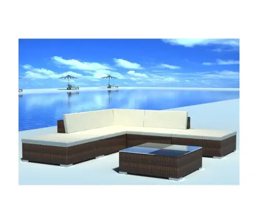 6-Daļīgs Dārza Atpūtas Mēbeļu Komplekts, Brūna Pe Rotangpalma Vidaxl