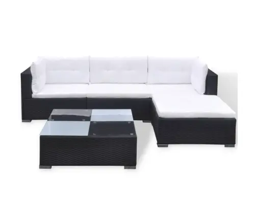 Sodo Komplektas Su Pagalvėlėmis, 5 Dalių, Juodas, Poliratanas