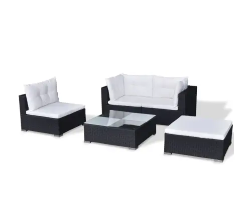 Sodo Komplektas Su Pagalvėlėmis, 5 Dalių, Juodas, Poliratanas