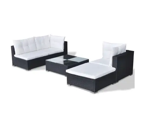 Sodo Komplektas Su Pagalvėlėmis, 5 Dalių, Juodas, Poliratanas