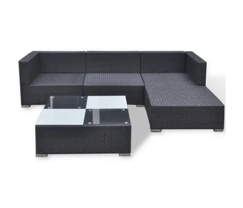 Sodo Komplektas Su Pagalvėlėmis, 5 Dalių, Juodas, Poliratanas