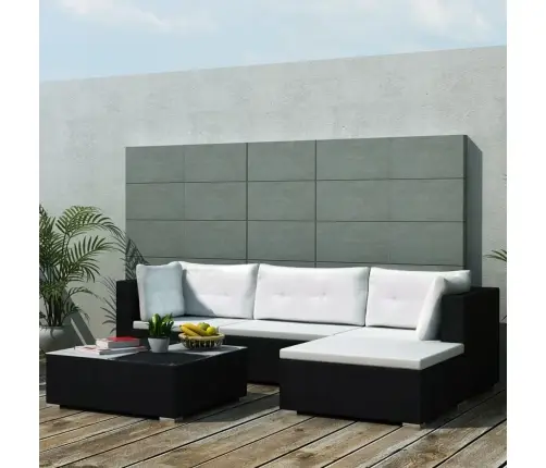 Sodo Komplektas Su Pagalvėlėmis, 5 Dalių, Juodas, Poliratanas