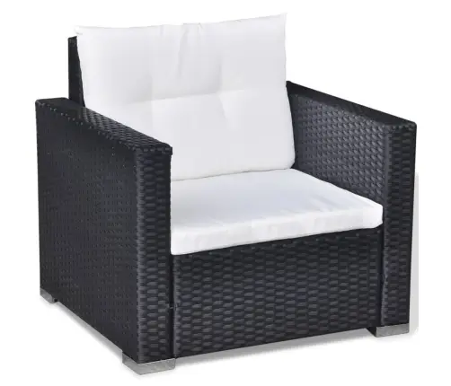 6-Osaline Aiamööblikomplekt Patjadega, Polürotang, Must