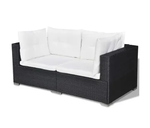 6-Osaline Aiamööblikomplekt Patjadega, Polürotang, Must