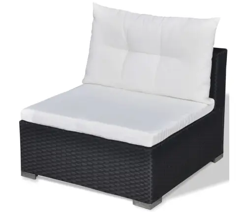 6-Osaline Aiamööblikomplekt Patjadega, Polürotang, Must