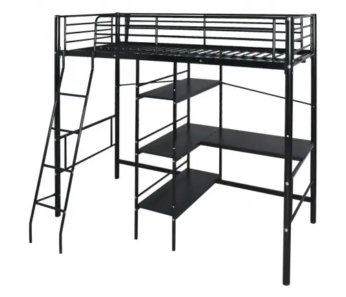 Voodi Madratsiga Must 200 X 90 Cm Metall