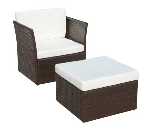 Dārza Krēsls Ar Kājsoliņu, Brūns Pe Rotangpalmas Pinums  Vidaxl