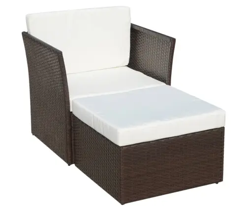 Dārza Krēsls Ar Kājsoliņu, Brūns Pe Rotangpalmas Pinums  Vidaxl